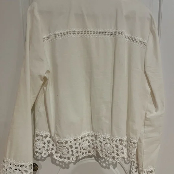 Zara women light cotton jacket with lace in white size M - Picture 2 of 4